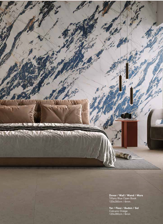 120x280 serisinden TİFFANY BLUE karo detayı